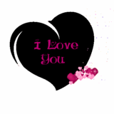 Gif animé coeur noir y love you